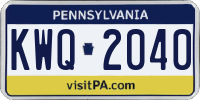 PA license plate KWQ2040