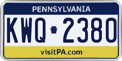 PA license plate KWQ2380