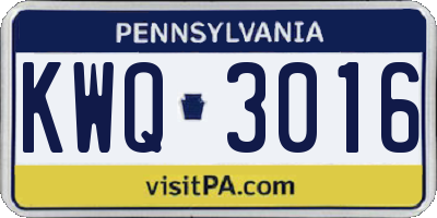 PA license plate KWQ3016