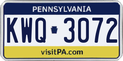 PA license plate KWQ3072