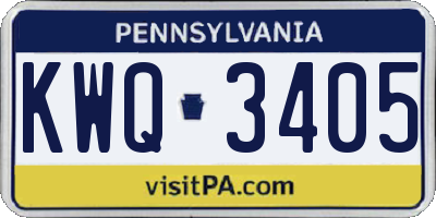 PA license plate KWQ3405