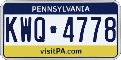 PA license plate KWQ4778