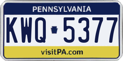 PA license plate KWQ5377