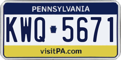 PA license plate KWQ5671
