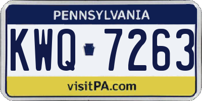 PA license plate KWQ7263