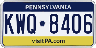 PA license plate KWQ8406