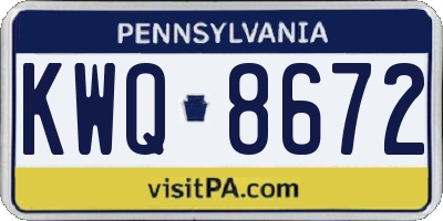 PA license plate KWQ8672