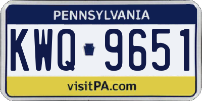 PA license plate KWQ9651