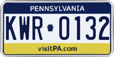 PA license plate KWR0132