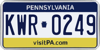 PA license plate KWR0249
