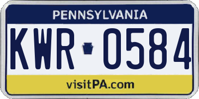 PA license plate KWR0584