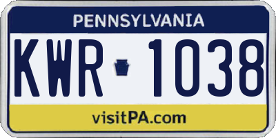 PA license plate KWR1038