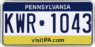 PA license plate KWR1043
