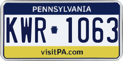 PA license plate KWR1063