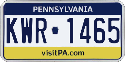 PA license plate KWR1465