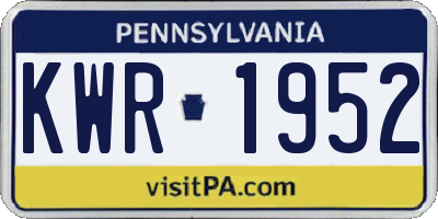 PA license plate KWR1952