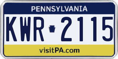 PA license plate KWR2115
