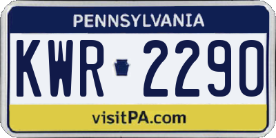 PA license plate KWR2290