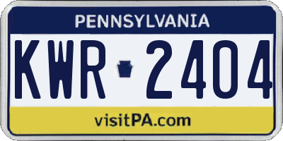 PA license plate KWR2404