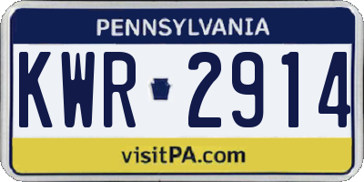 PA license plate KWR2914