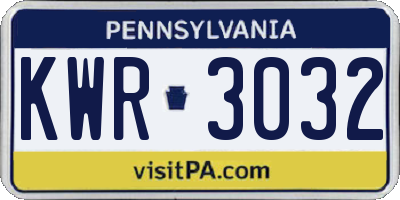 PA license plate KWR3032