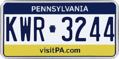 PA license plate KWR3244