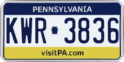 PA license plate KWR3836