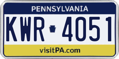 PA license plate KWR4051