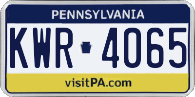 PA license plate KWR4065