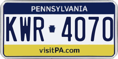 PA license plate KWR4070