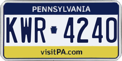 PA license plate KWR4240