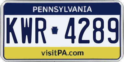PA license plate KWR4289