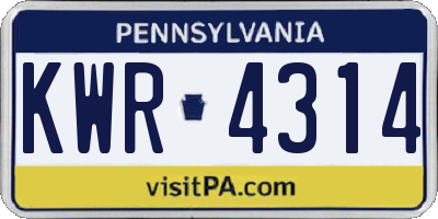 PA license plate KWR4314