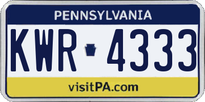 PA license plate KWR4333