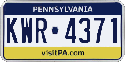 PA license plate KWR4371