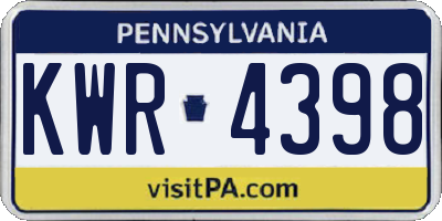 PA license plate KWR4398