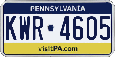 PA license plate KWR4605