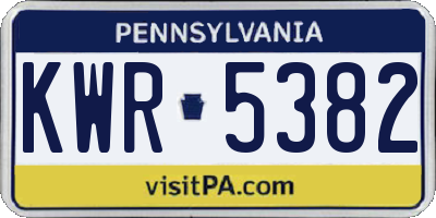 PA license plate KWR5382