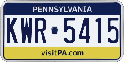 PA license plate KWR5415