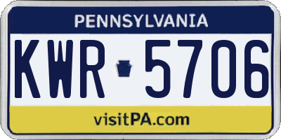 PA license plate KWR5706