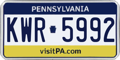 PA license plate KWR5992