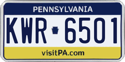 PA license plate KWR6501