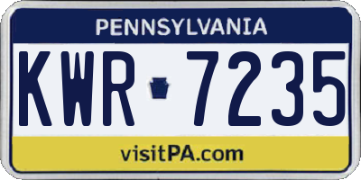 PA license plate KWR7235