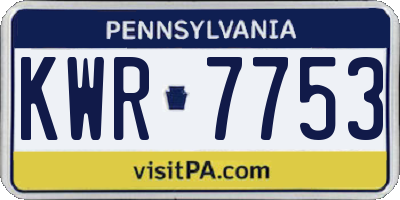 PA license plate KWR7753