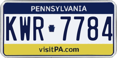 PA license plate KWR7784