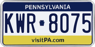 PA license plate KWR8075