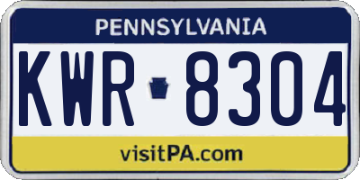 PA license plate KWR8304