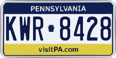 PA license plate KWR8428