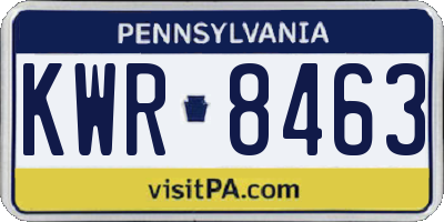 PA license plate KWR8463