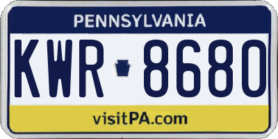 PA license plate KWR8680